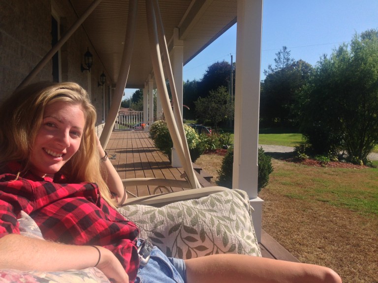 Great wee sun trap for our morning coffees!